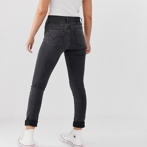 Levi's 721 Black/Grey High Rise Skinny Jeans - Picture 2 of 9
